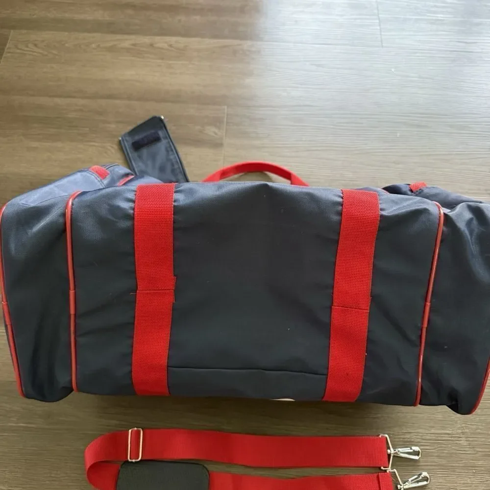 Vintage 80s Nike Duffle Bag Logo Blue Red Gym NOS MINT